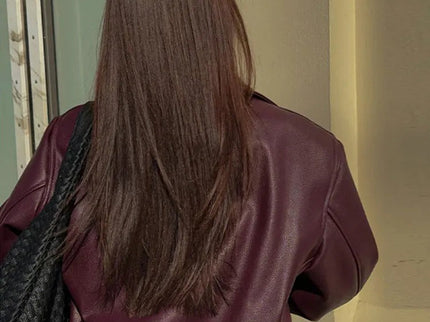 Trendige Bordeaux Lederjacke