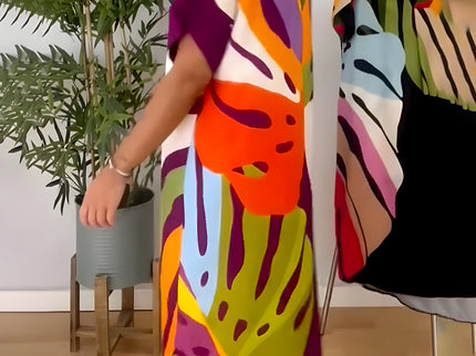Leafara™ - Lockeres Kleid mit farbenfrohem Blattmuster