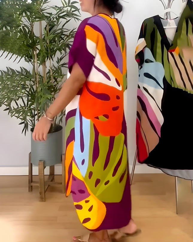Leafara™ - Lockeres Kleid mit farbenfrohem Blattmuster