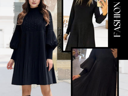 Avelyn™ - Elegantes Plisseekleid mit Laternenärmeln für Damen