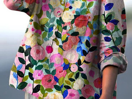 Alodia | Florale Französische Vintage-Bluse