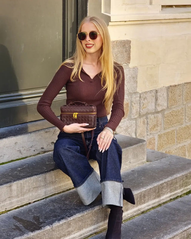 Julia | Strukturierte, glänzende Tasche aus gewebtem Material