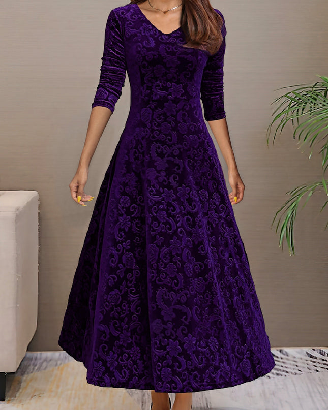 Anny™ - Elegantes Festkleid aus Samt mit V-Ausschnitt