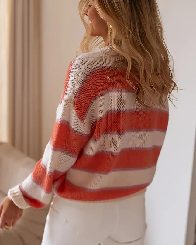Gigi -Gestreifter Pullover in Blush
