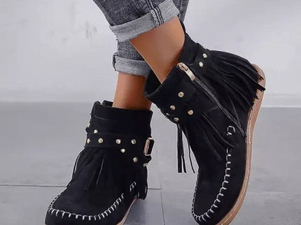 Jelaa - Charmante warme Retro-Stiefel mit modischen Fransen