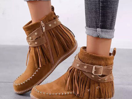 Jelaa - Charmante warme Retro-Stiefel mit modischen Fransen