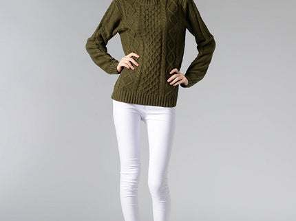Damen Rollkragenpullover mit langen Ärmeln und Kabelstrick