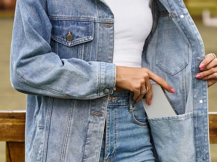Lidi - Button Down Jeansjacke aus gewaschenem Denim