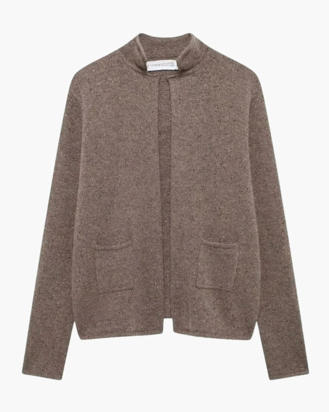 Irma | Strickjacke mit offener Vorderseite und hohem Kragen