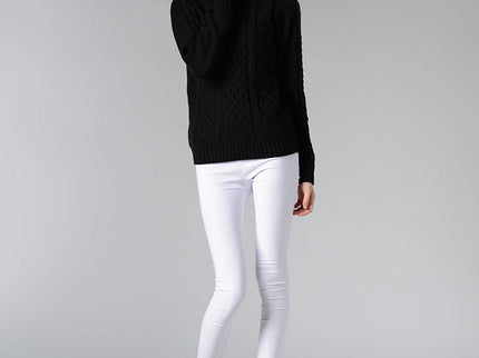 Damen Rollkragenpullover mit langen Ärmeln und Kabelstrick