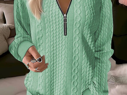 Adriana - Stylischer lässiger Strickpullover mit modischem halben Reißverschluss