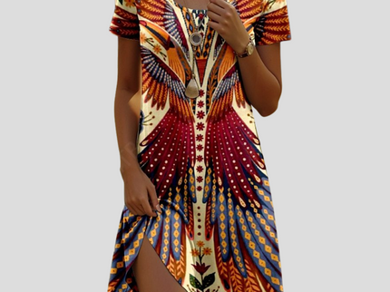 Isla™ – Kleid mit Indisch-inspiriertem Print und Rundhalsausschnitt