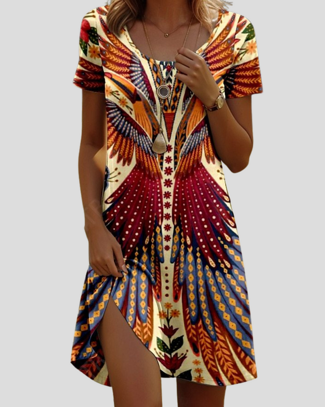 Isla™ – Kleid mit Indisch-inspiriertem Print und Rundhalsausschnitt