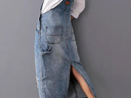 Frayla™ – Abgenutztes Jeanskleid mit Schlitz hinten