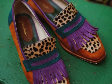 Birgit | Loafer mit Fransen und Tierprint