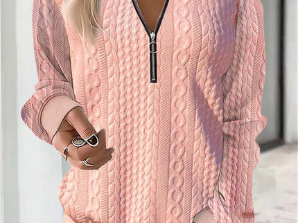 Adriana - Stylischer lässiger Strickpullover mit modischem halben Reißverschluss