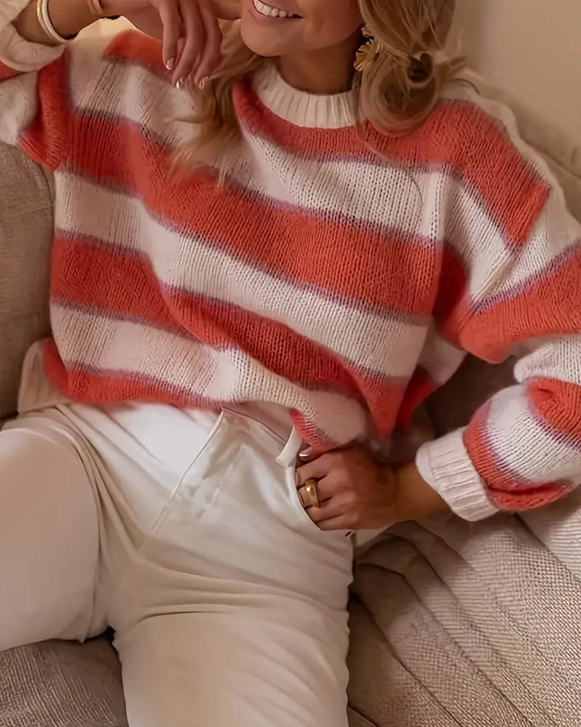 Gigi -Gestreifter Pullover in Blush