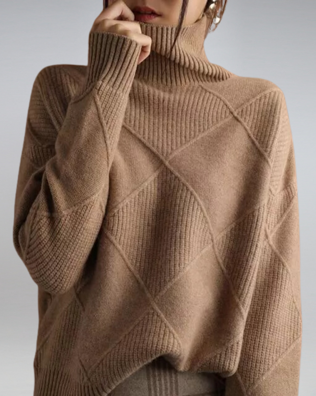 Gemütlicher geometrischer Strickpullover mit Rollkragen