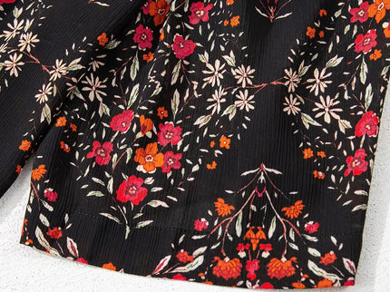 Vintage-Blumenmuster-Hemd mit Knöpfen
