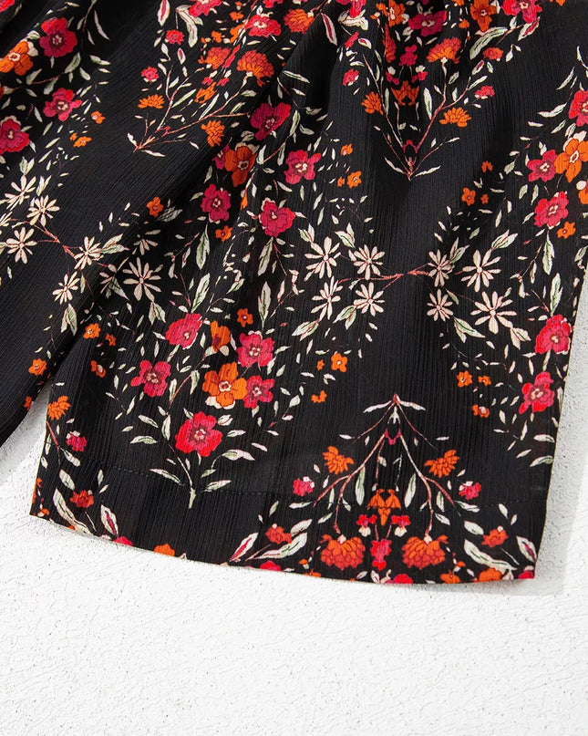 Vintage-Blumenmuster-Hemd mit Knöpfen
