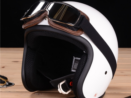 Luke - Retro Chic Vegan Leder Motorradbrille für Herbst in Unisex Surplus