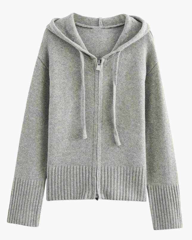 Kornelia | Strickjacke mit Kapuze und Reißverschluss