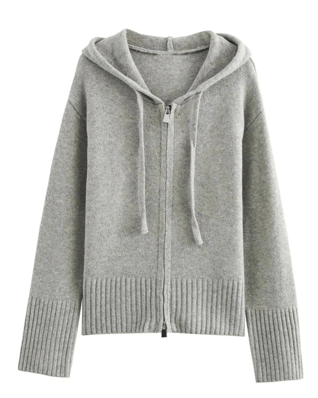 Kornelia | Strickjacke mit Kapuze und Reißverschluss