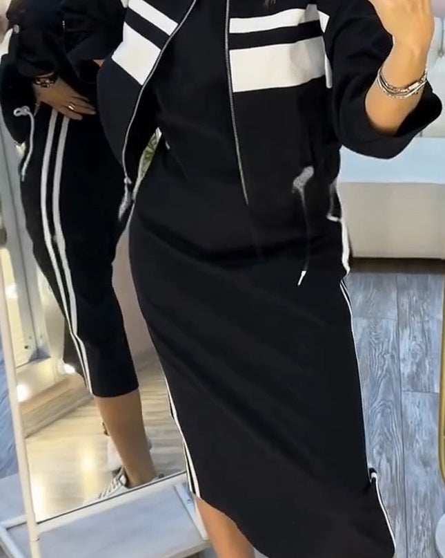 Feyra™ - Lässiges und Stilvolles Set mit Rundhalsausschnitt-Kleid und Jacke für Damen