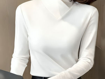 Elegantes Langarm Damenoberteil mit Stehkragen | Chic & Figurschmeichelnd