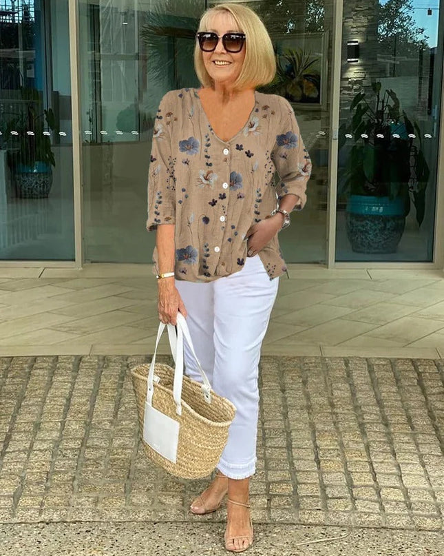 Bellamy | Florale Französische Vintage-Bluse