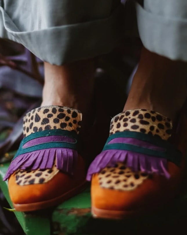 Birgit | Loafer mit Fransen und Tierprint