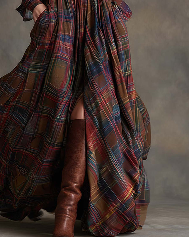Giulietta – Maxikleid mit Karomuster und Gürtel