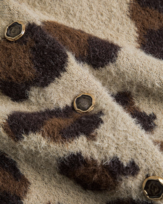 Leona | Weicher Strick-Cardigan mit Leopardenmuster – Trendy & Bequem