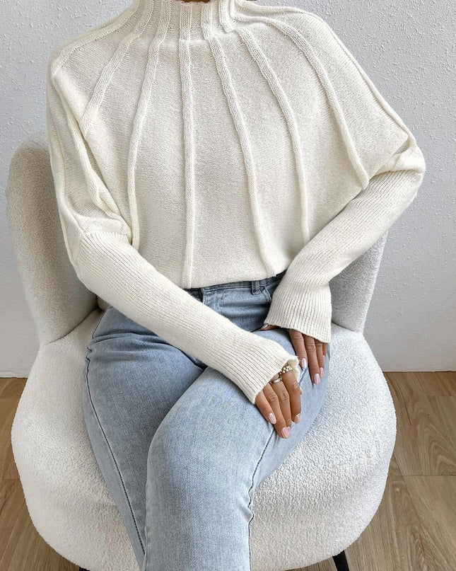 Kaschmir-Strickpullover mit Fledermausärmeln