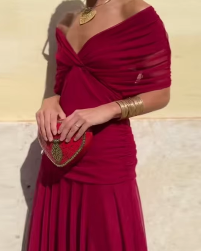 Lady™ - Elegantes Maxikleid für festliche Anlässe mit V-Ausschnitt