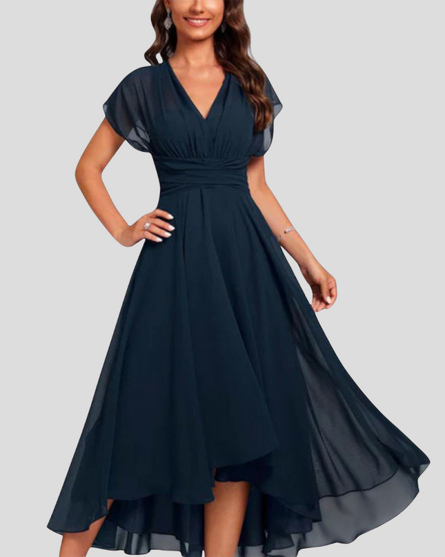 Enid™ – Fließendes & Elegantes Abendkleid mit V-Ausschnitt