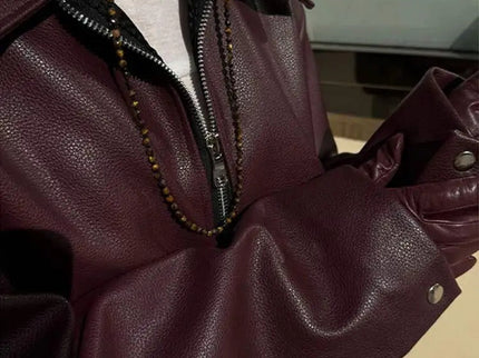 Trendige Bordeaux Lederjacke