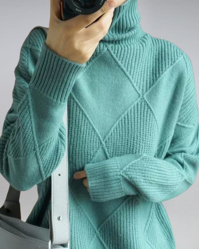 Gemütlicher geometrischer Strickpullover mit Rollkragen