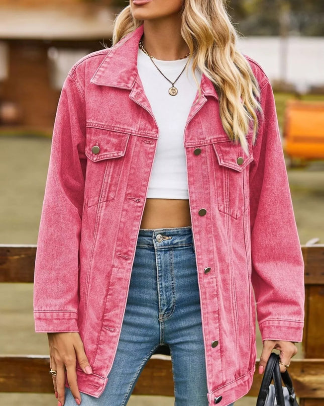 Lidi - Button Down Jeansjacke aus gewaschenem Denim