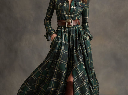 Giulietta – Maxikleid mit Karomuster und Gürtel