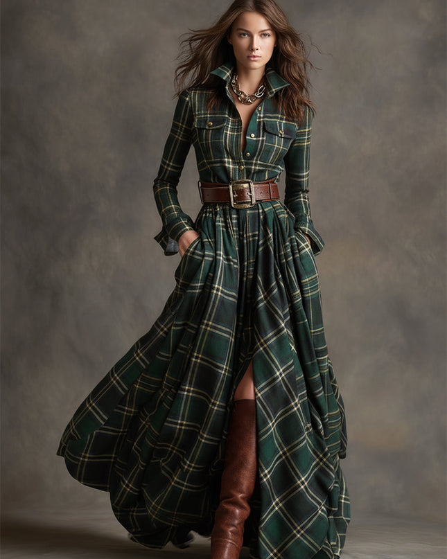 Giulietta – Maxikleid mit Karomuster und Gürtel