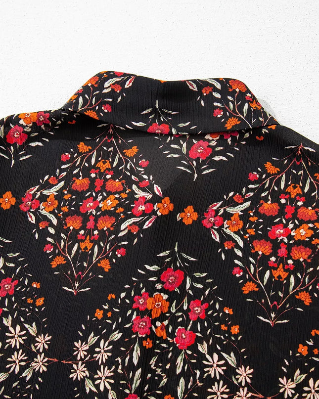 Vintage-Blumenmuster-Hemd mit Knöpfen