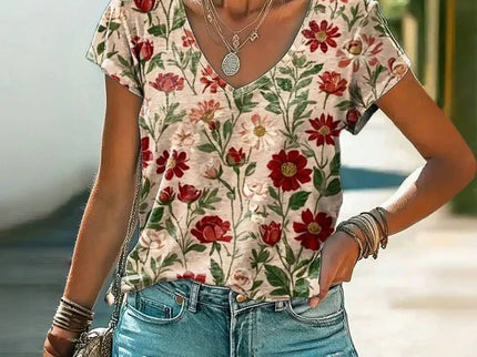 CANSU - T-SHIRT MIT VINTAGE-BLUMENDRUCK