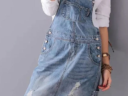 Frayla™ – Abgenutztes Jeanskleid mit Schlitz hinten