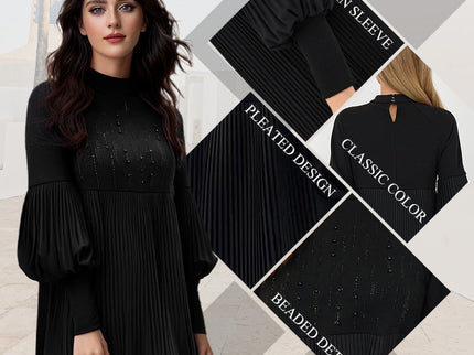 Avelyn™ - Elegantes Plisseekleid mit Laternenärmeln für Damen