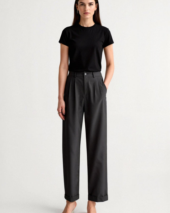 Klassische Wide-Leg Hose mit hohem Bund für stilvolle Outfits