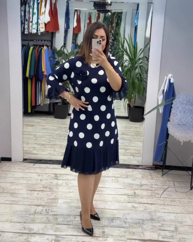 Casiva™ - Retro-inspiriertes Kleid mit Plisseerock und Ausgestellten Ärmelabschlüssen