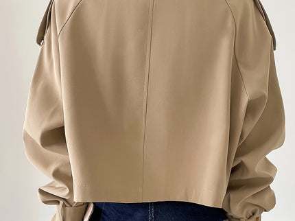 Evelyn - Stylischer khakifarbener Trenchcoat mit Reverskragen und schickem Federverschluss für Frauen