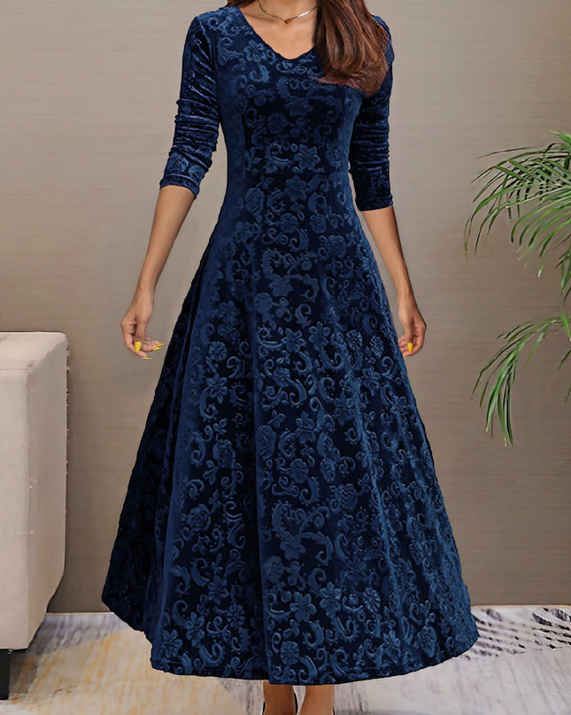 Anny™ - Elegantes Festkleid aus Samt mit V-Ausschnitt