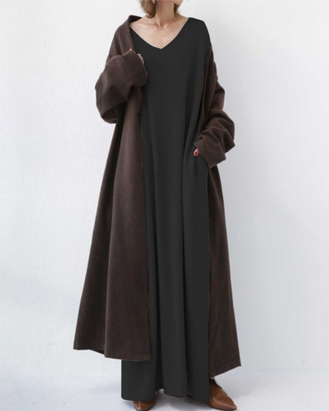 Serenya™ - Modisches Kleid mit langen Ärmeln und V-Ausschnitt